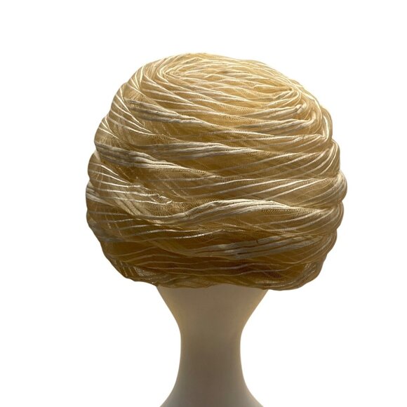 Vintage Gold Mesh Turban Hat Union Made In USA 1950s Style Elegant Womens Access - Picture 3 of 7
